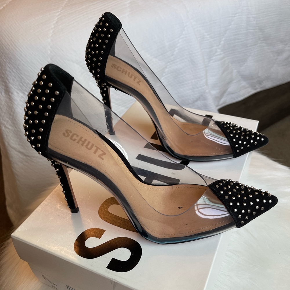 Schutz FECHADO SALTO ALTO Black Suede Size 7.5